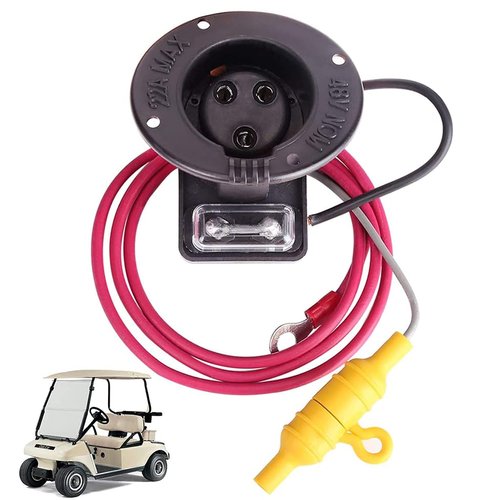 48 Volt Charger Receptacle and Fuse Assembly for Club Car DS 2000-up Electric Golf Cart, OEM# 1018021-01 1018468-01
