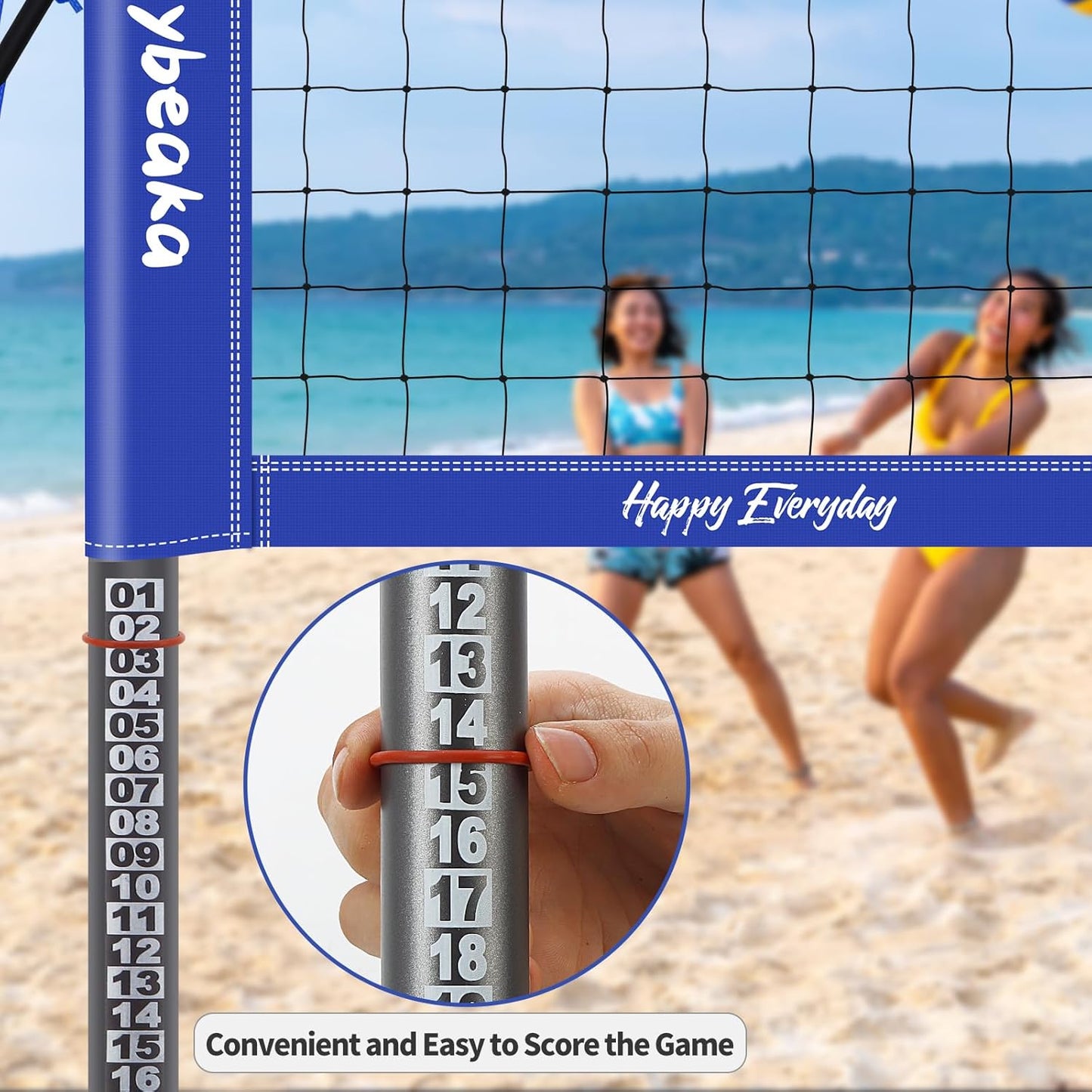 Skiennix 32ft Outdoor Volleyball Net Set - Adjustable Heavy Duty Poles, Durable Net & Accessories