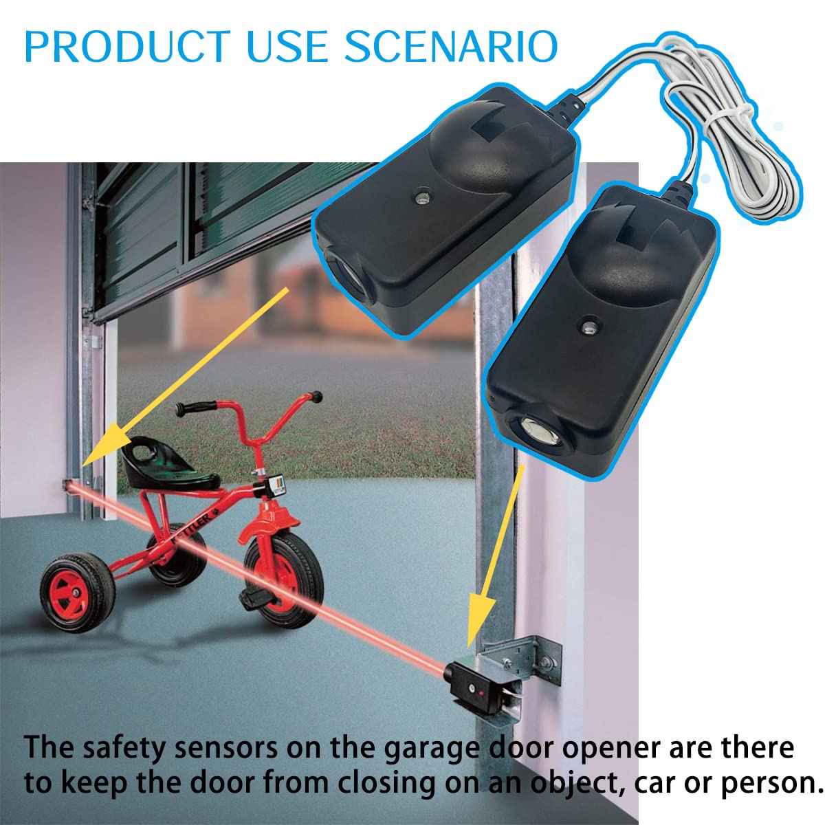 41A5034 Safety Sensor Kit, Compatible with Liftmaster Chamberlain Sears Craftsman Garage Door Opener Made After 1997, Sensor+Bracket