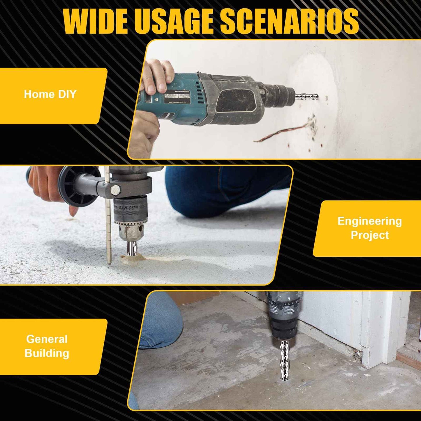 Becollo 5/8x12 SDS-Plus Rotary Hammer Drill Bit, Carbide Tip 4-Cutter for Brick,Stone & Concrete, Packed of 2pcs.