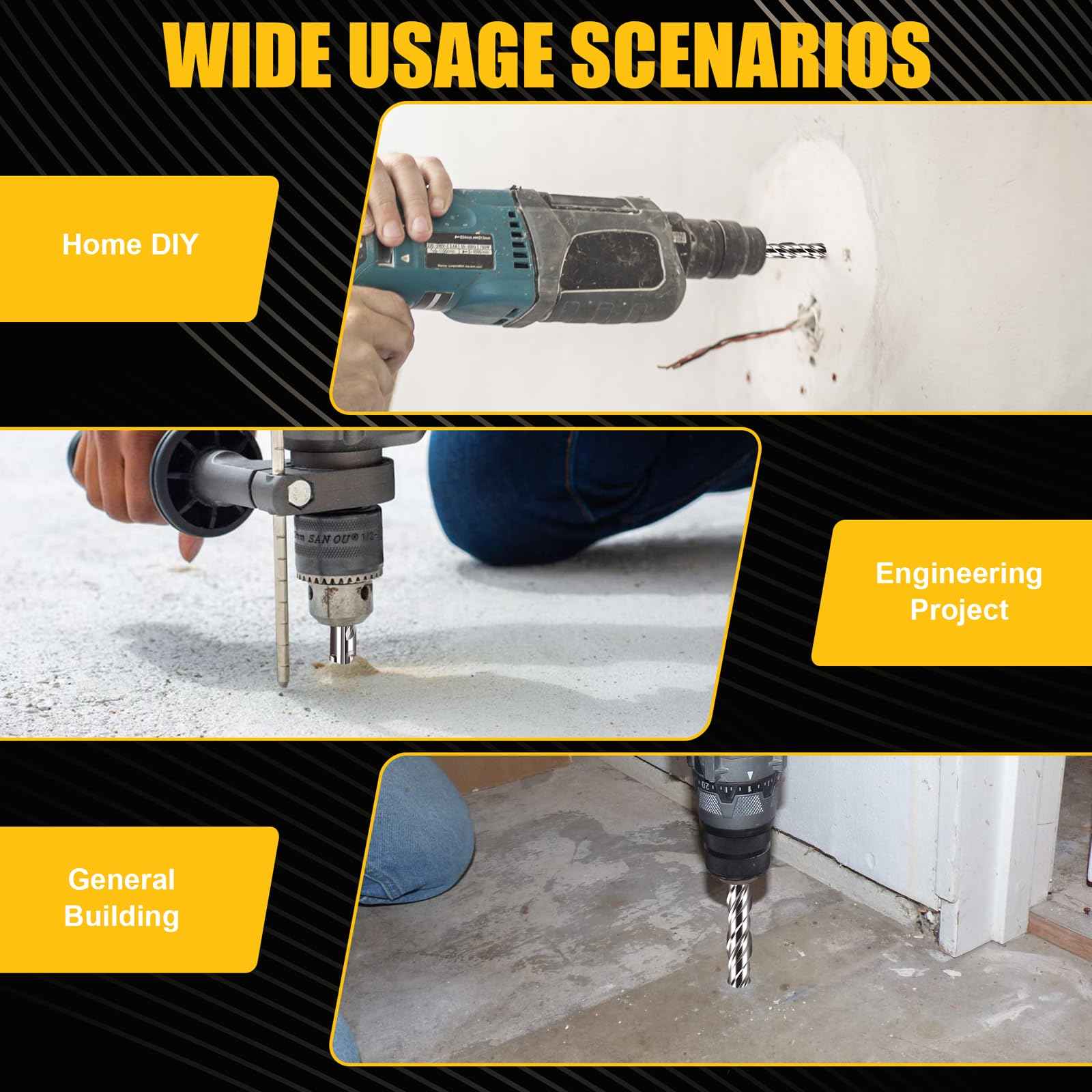 Becollo 5/8x12 SDS-Plus Rotary Hammer Drill Bit, Carbide Tip 4-Cutter for Brick,Stone & Concrete, Packed of 2pcs.