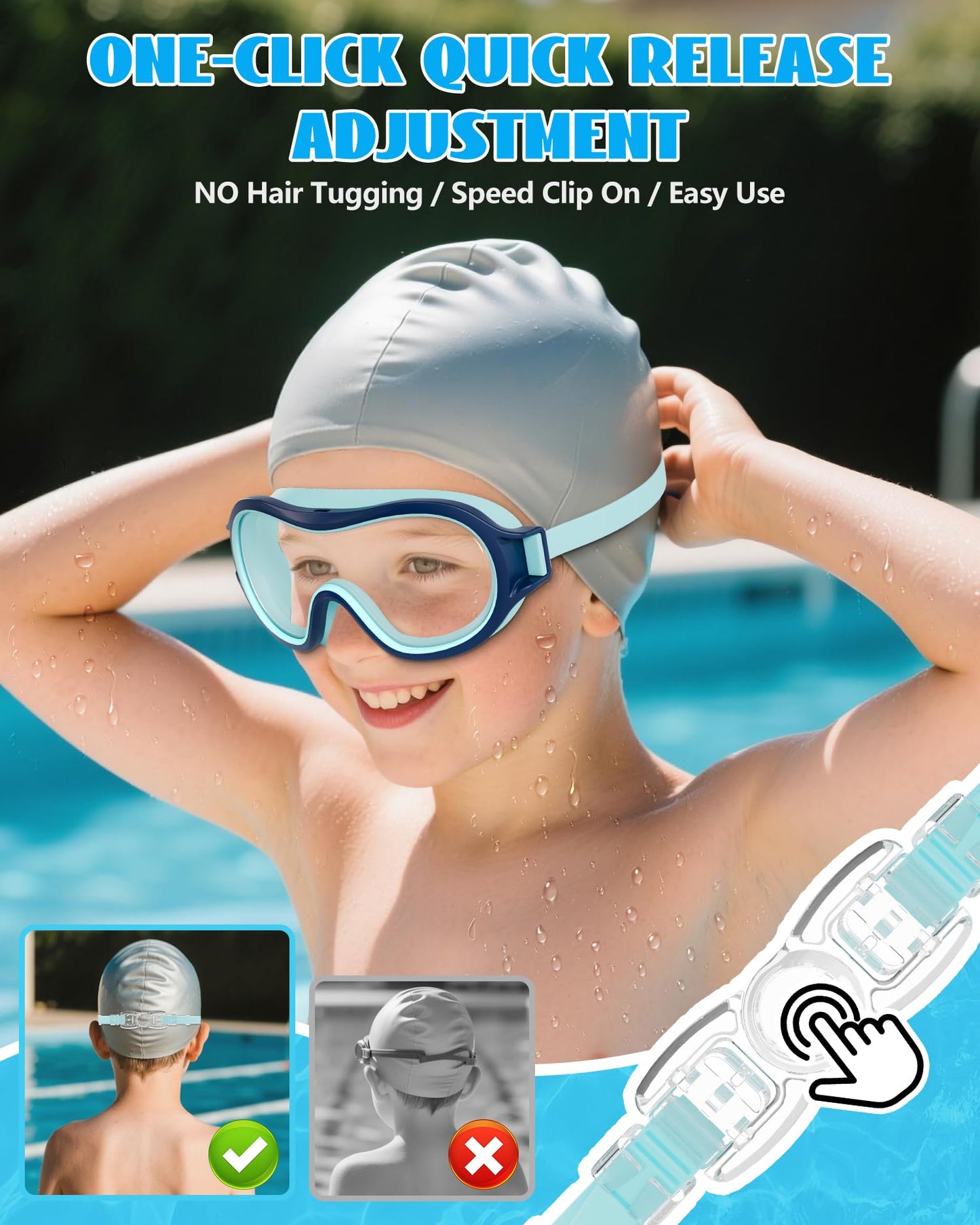 Aegend 2 Pack Swim goggles for Kids 3-15, Anti-Fog Anti-UV Wide Vision Waterproof, No leak Swimming goggles for Boys Girls