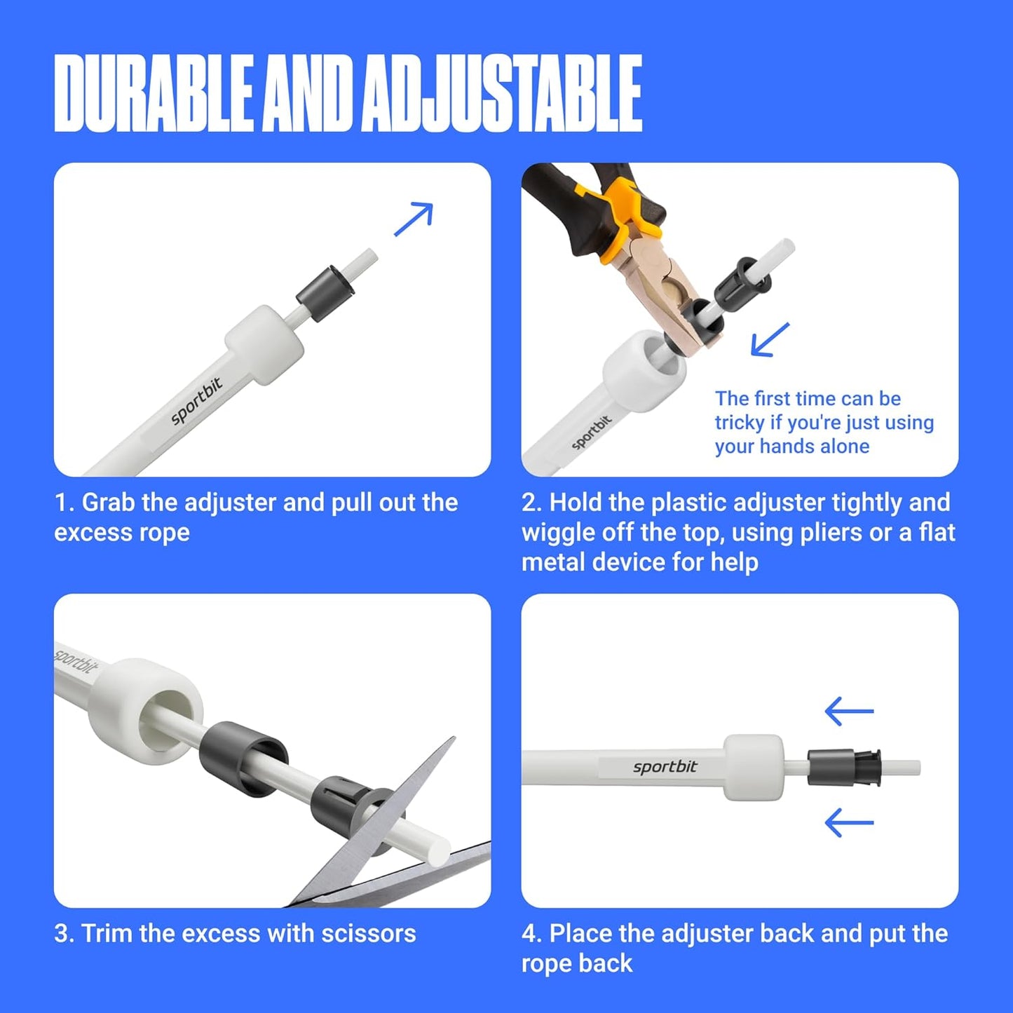Sportbit Adjustable Jump Rope - Perfect for Fitness, Cardio, Boxing & Weight Loss | Ideal for Men & Women
