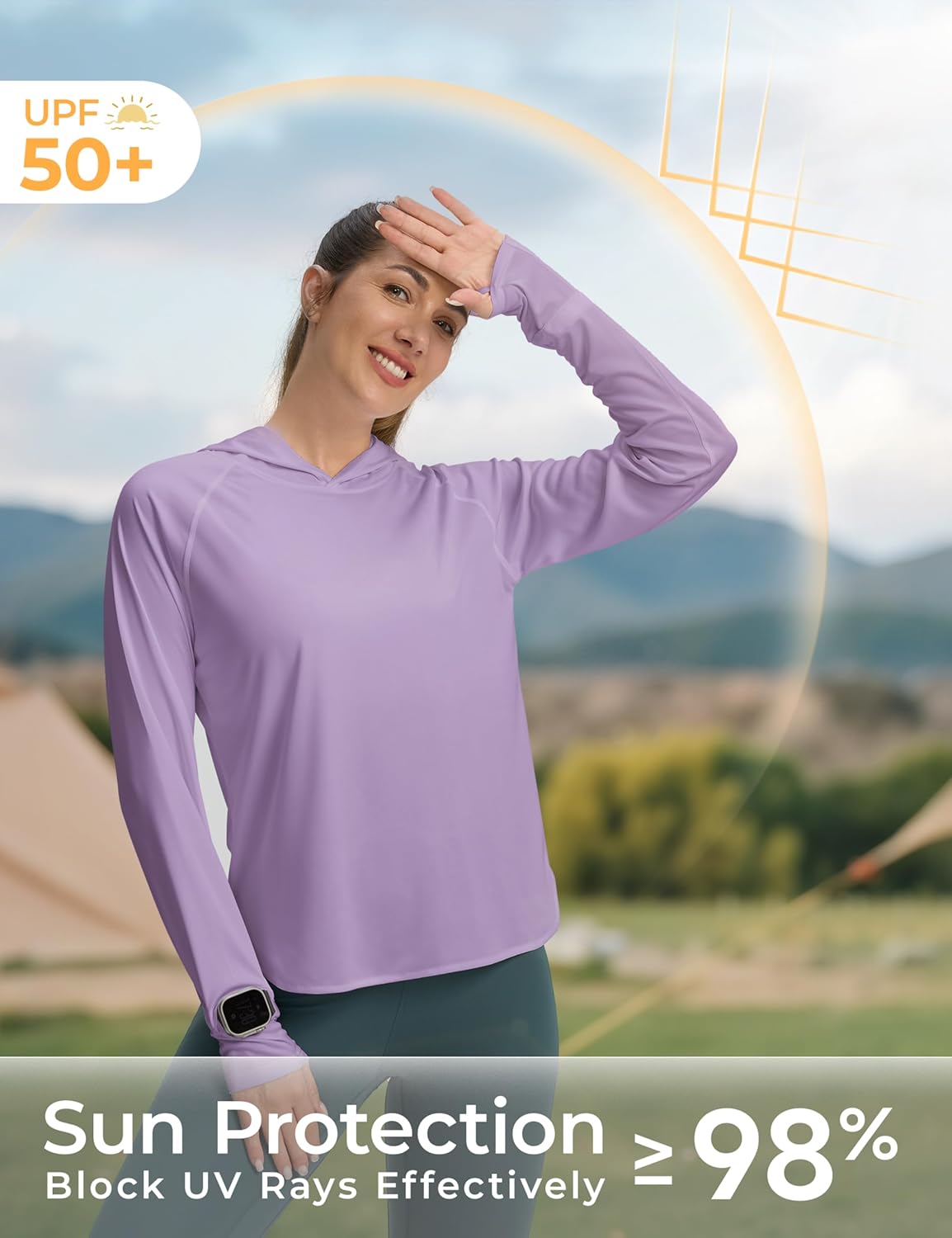 Skiennix Women's UPF 50+ Sun Shirt - Lightweight Long Sleeve Hoodie for UV Protection | Ideal for Hiking & Fishing