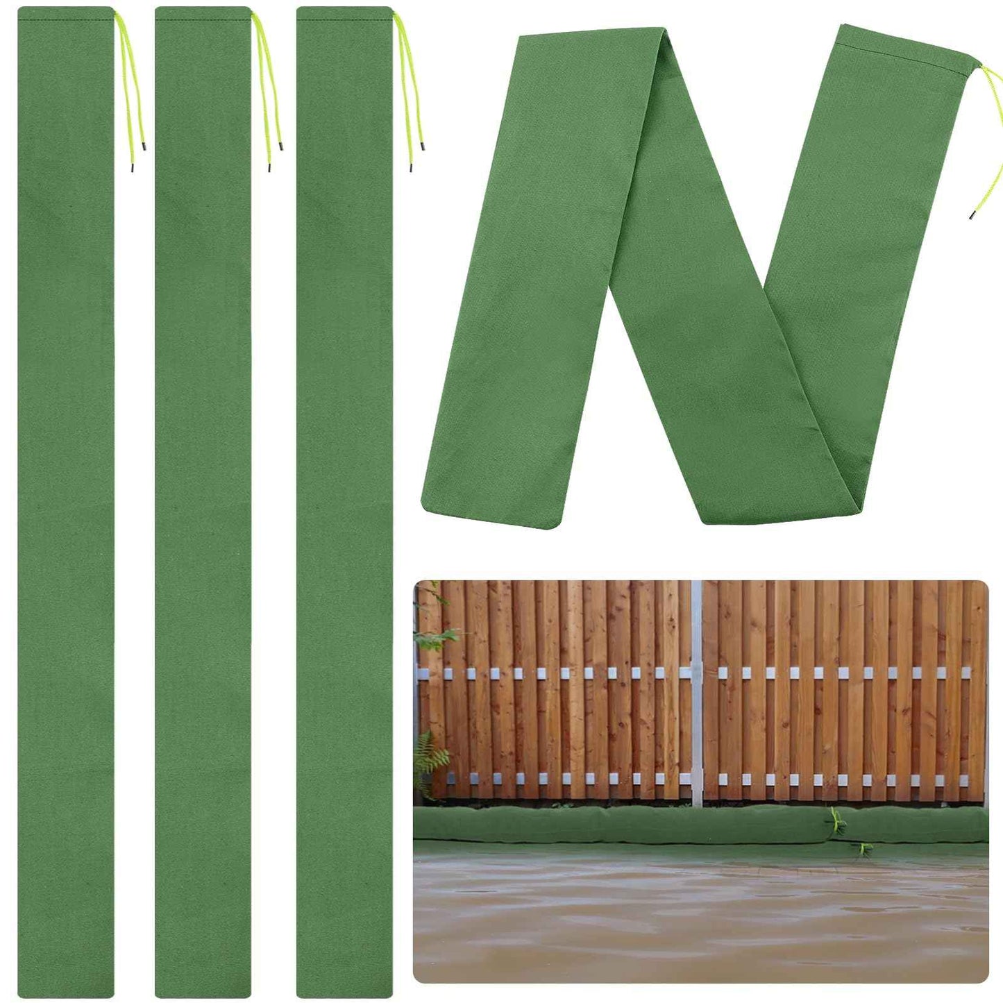 4 Pcs 7'× 6'' Long Sand Bags for Flooding - Thickened Canvas Flood Protection Sandbag Tube with Elastic Band, Reusable Flood Rain Wind Barrier Sand Bag Tube for Door Window Flood Control