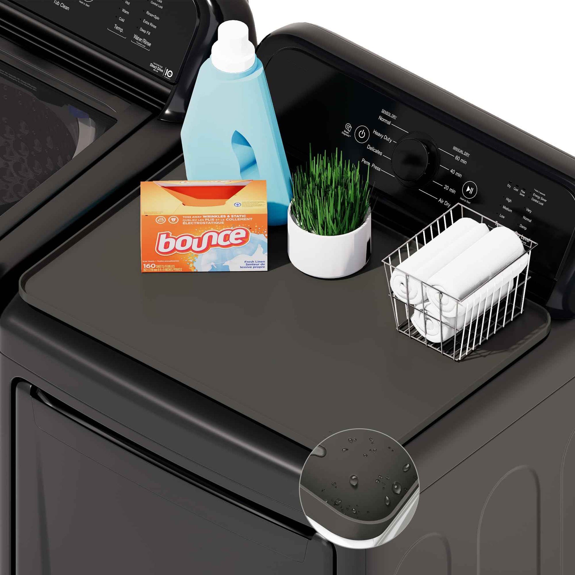 SEIRI 1pcs Washer and Dryer Covers for the Top, 26" x 18" Silicone Dryer Top Protector Mat Non-slip Waterproof Washing Machine Cover Protector Top Load for Laundry & Kitchen (Dark Gray)