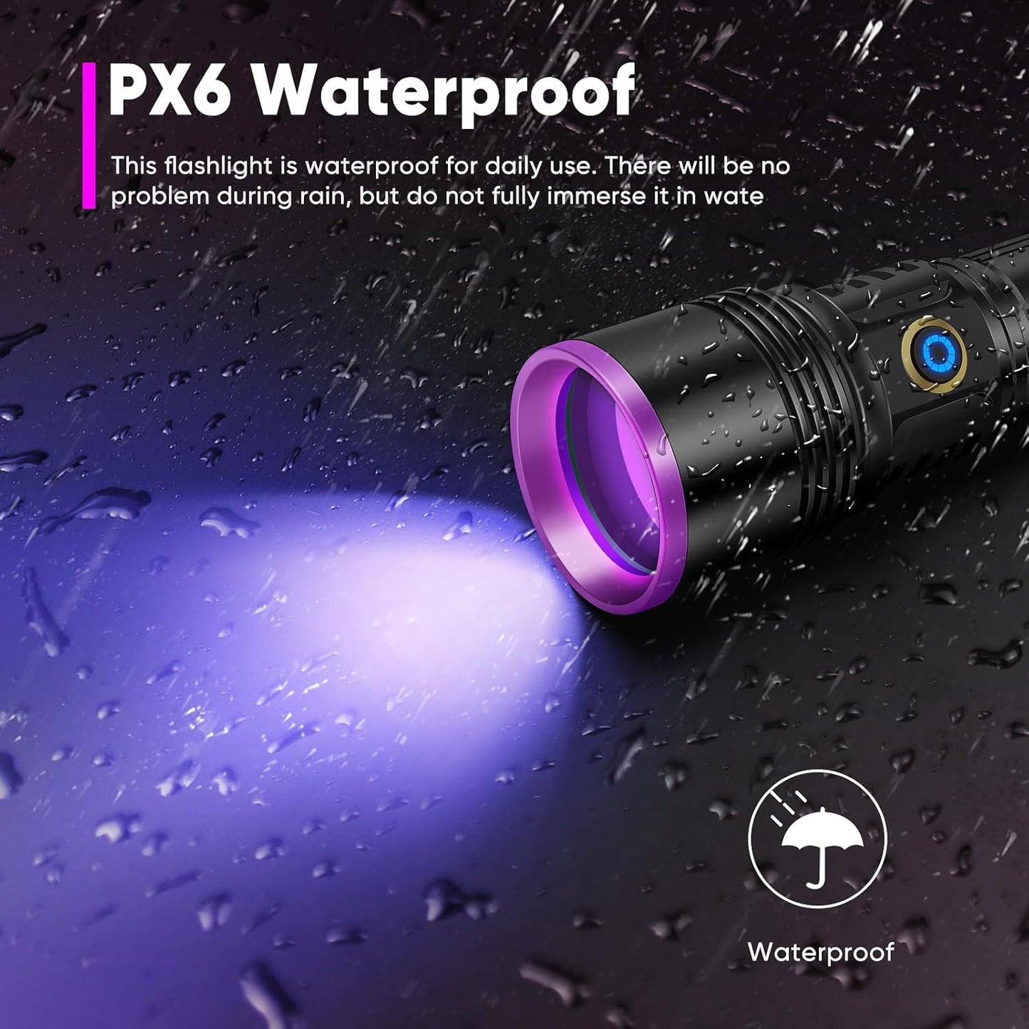 30W UV Flashlight - Rechargeable Black Light for Pet Urine Detection & Curing