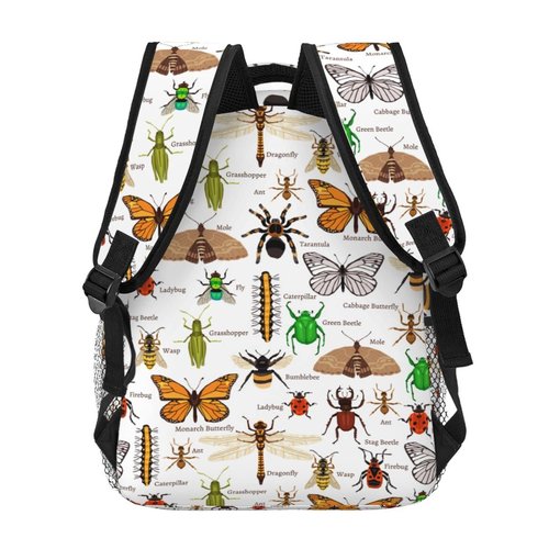 Insects Bugs Backpack With Adjustable Padded Shoulder Straps 17 Inch Daypacks For College Travel