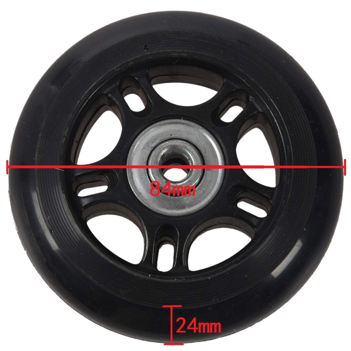 Ricrrover Luggage Suitcase Wheels Kit 84x24mm/3.3"x0.94" w/ 6mm ABEC 608zz Inline Outdoor Skate Replacement Wheels, Set of (2) (OD:84 W:24 ID:6 Axles:35&40mm)