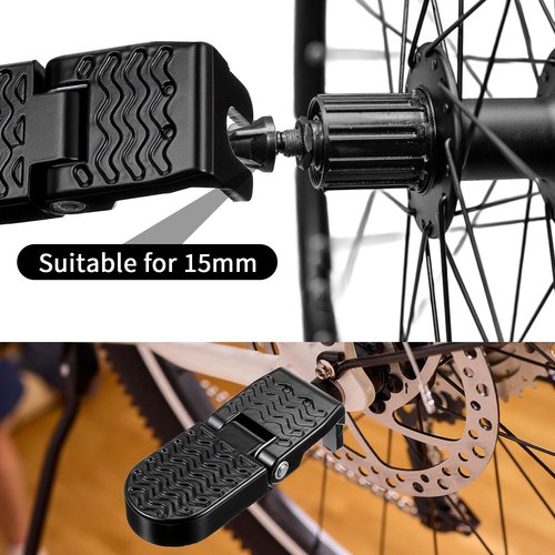 Afcabakila 2Pcs Bicycle Pegs, Aluminum Alloy Foot Pegs for E-Bike & Mountain Bike, 4.3 x 1.8 Inch Non-Slip Passenger Peg for Road Bike & BMX Accessories, Folding Rear Pedals, Durable, Space-Saving