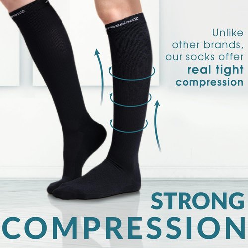 CompressionZ 20-30 mmHg Knee High Compression Socks Men & Women | Support Stockings for Travel, Nurses and Athletes