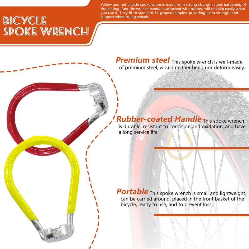 Tanstic 9Pcs Bike Spoke Wrench Set Including Bicycle Spoke Wrench & Bike Tire Lever & Bike Hex Wrench & Valve Stem Core Tool & Bike Rim Correct Kit Cycling Pocket Tools for Road and Mountain Bikes