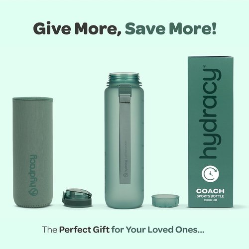 Hydracy Water Bottle - Large BPA-Free Gym Bottle with Time Marker & Fruit Infuser | Leak-Proof Design