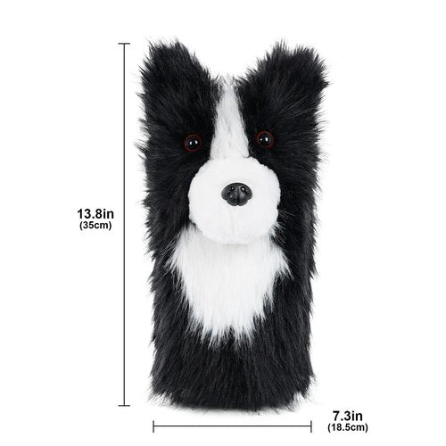 LZFAN Golf Club Covers for Woods and Drivers Funny Driver Headcover Animal Golf Club Head Covers Golf Gifts for Men Women Plush (Border Collie for Driver)