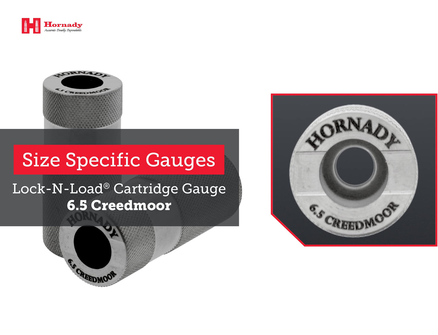 Hornady Lock-N-Load Cartridge Gauge 6.5 Creedmoor, 380710 -Reloading Supplies to Help Check Cases & Ammo Specifications-Caliber Specific, Cylindrical Precision Steel Gauges Cut to Fit SAAMI Tolerances