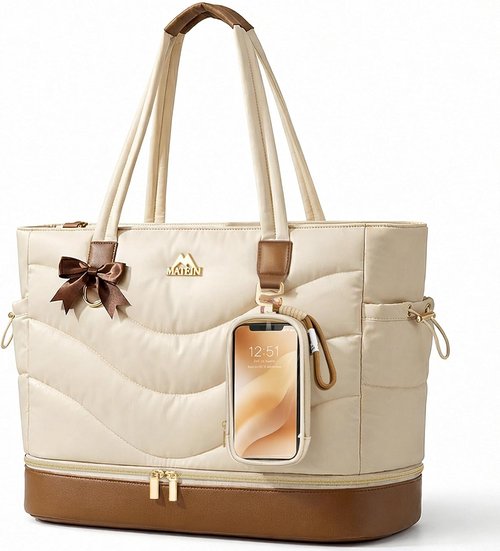 MATEIN HER Insulated Puffer Bag - Stylish Work Tote with 15.6" Laptop Compartment & RFID Pocket