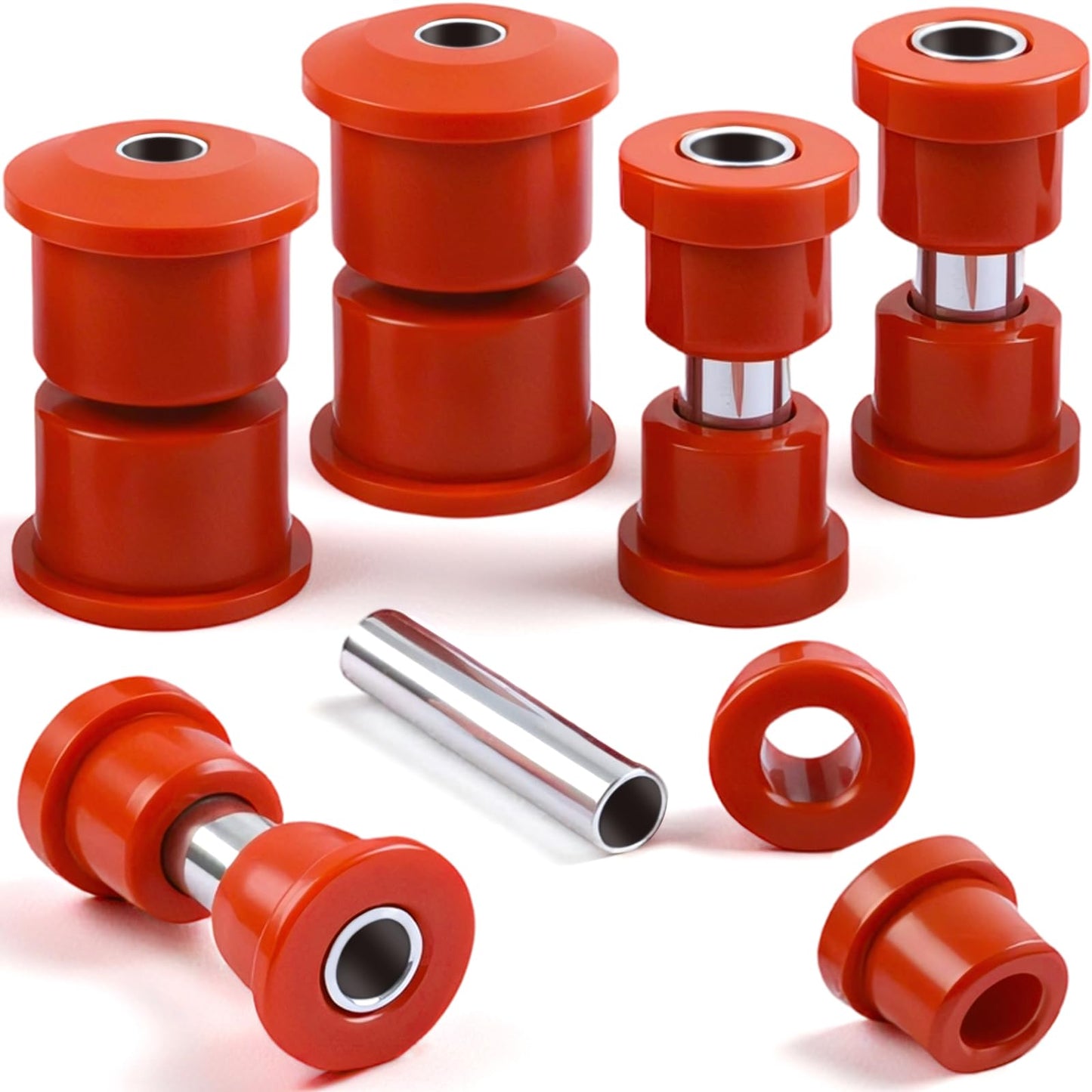 Cartalia Golf Cart Rear Leaf Spring Shackles Polyurethane Bushings and Sleeves for 2008-Up EZGO RXV Electric and Gas Models, GolfCart Suspension Bushing Kit Replace Parts 620160 624030 620161 - Red