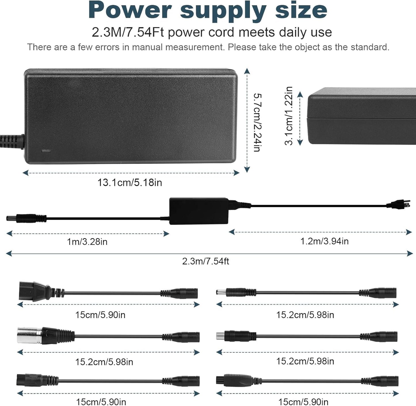 42V 2A Charger with 7 Plugs Connections, for Razor/Jetson/Voyage, gotrax, ninebot Charger for 36V 10S Li-ion Battery