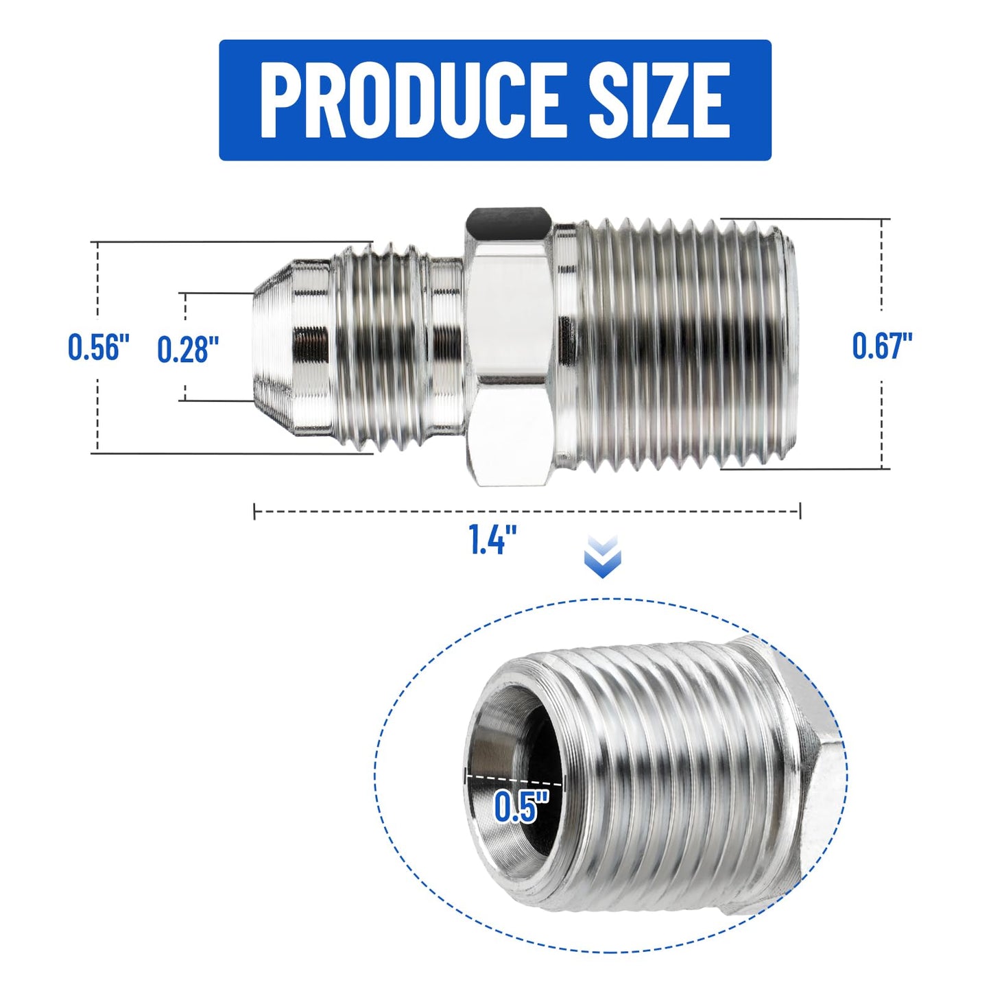 Racewill 10 Pack Hydraulic Hose Adapter Fittings: 3/8" JIC 37° Male x 3/8" NPT Male Thread, Straight Tube Connectors with Protection Cover
