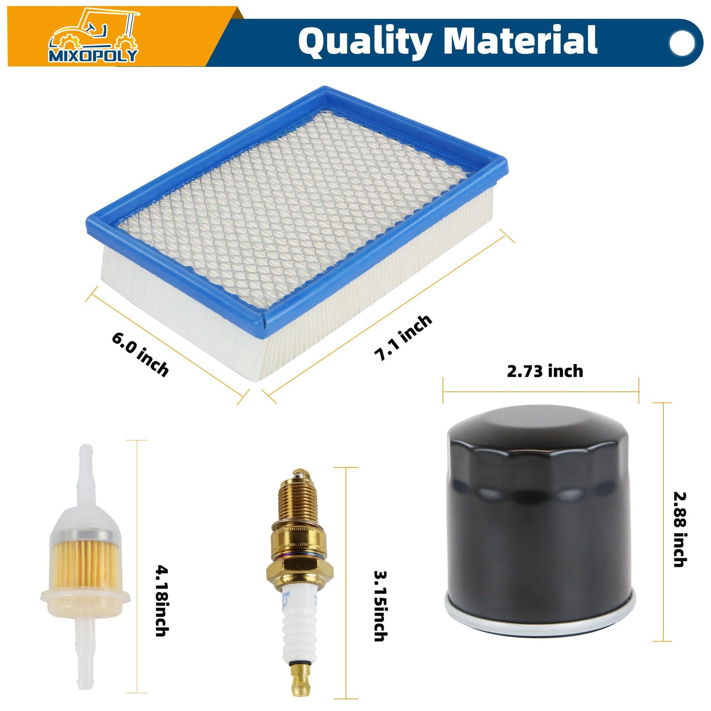 Mixopoly Golf Cart Tune Up Kit 101611003 for Club Car DS Gas 4 Cycle 1992-Up (FE290/FE350/FE400/Kawasaki Engine), Air Oil Fuel Filter with Spark Plug Tune-up Maintenance Kit