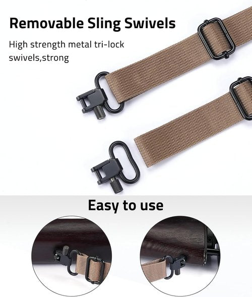 CVLIFE Two Point Rifle Sling - Wide Neoprene Padding, Metal Swivels, Adjustable Length for Outdoor Use
