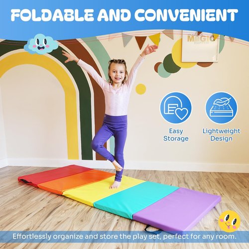 Bounce Tumbling Mat for Kids - Gymnastics Folding Exercise Mat for Home Use | Durable & Portable