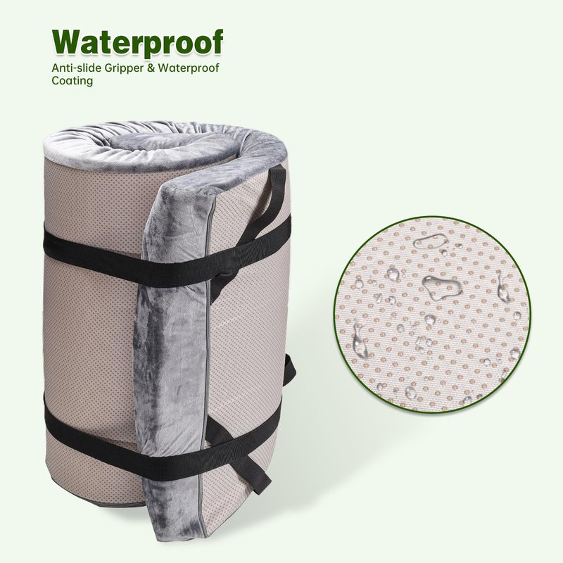 Memory Foam Camping Mattress pad,3 Inch Thick Floor Sleeping Mat Pad with Waterproof and Non-Slip Bottom, Portable Roll Up Mattress for Sleepover Guest,Tent SUV Cot Mattress Car Camping Foldable
