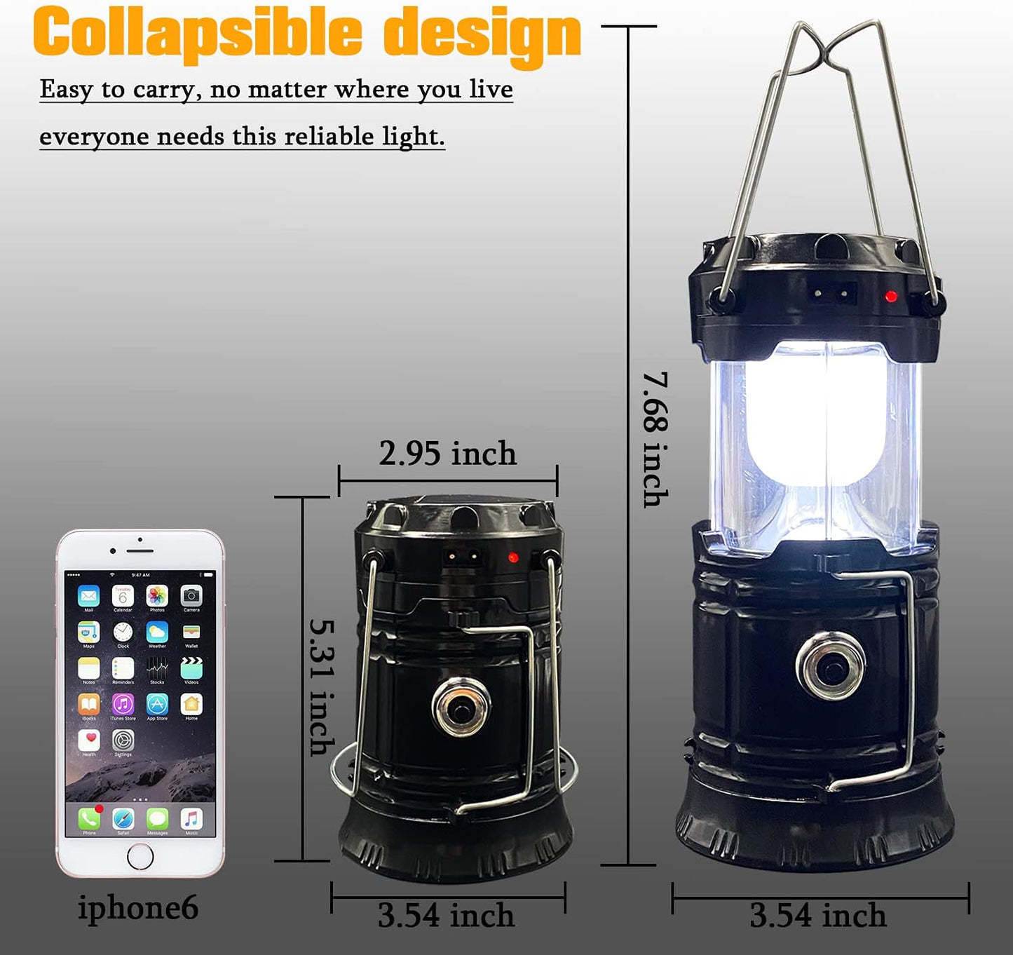 XTAUTO Collapsible Camping Lantern - 2-Pack Solar USB Rechargeable LED Lights for Outdoor & Emergency Use