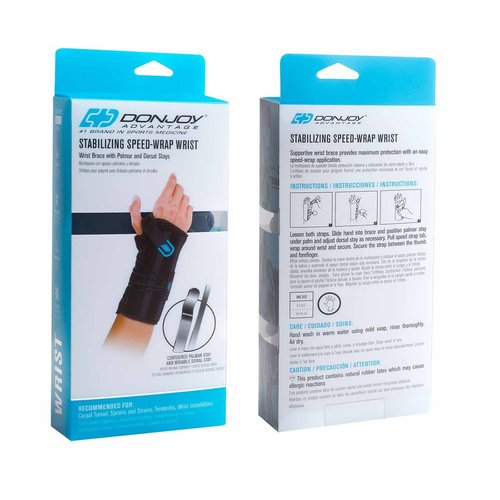 DonJoy Advantage DA161WB02-BLK-R Stabilizing Speed-Wrap Wrist Brace for Carpal Tunnel, Sprains, Strains, Tendonitis, Instabilities, Palm/Dorsal Stays