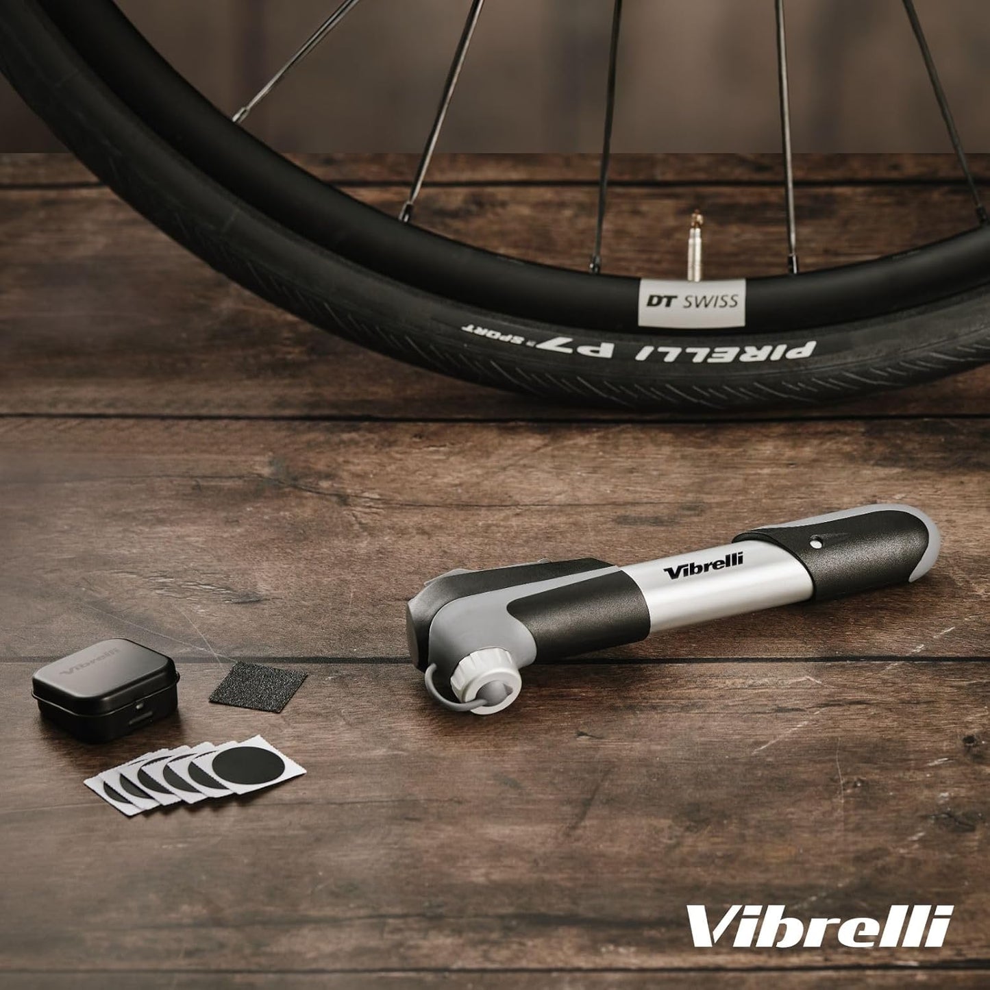Vibrelli Mini Bike Pump - 120 PSI Presta & Schrader Tire Pump for Road & MTB - No Valve Change Needed