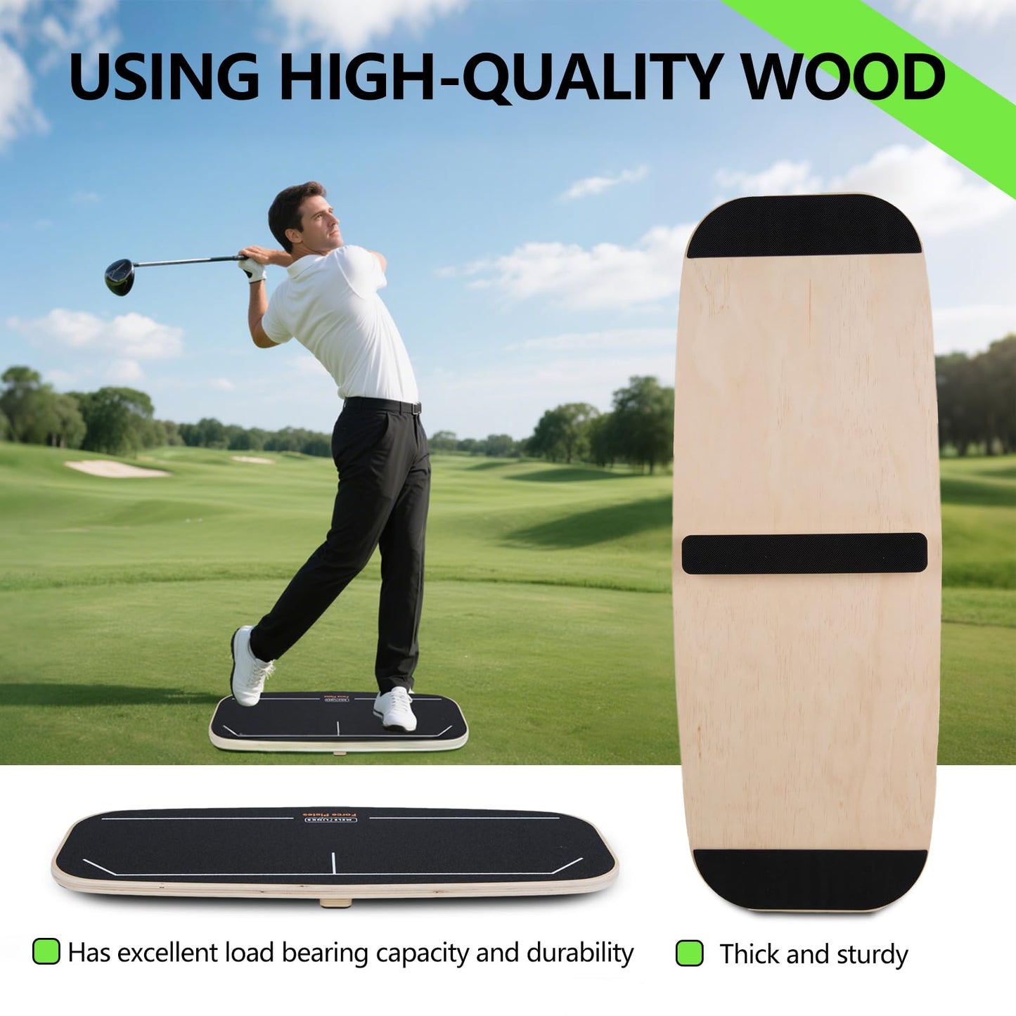 Golf Pressure Plate, Golf Weight Shift Board, Teaching Tool For Club Practice & Drills, Golf Swing Trainer, Improve Balance & Accuracy, Golf Training Aid For Increased Power & Swing Rhythm (Black)