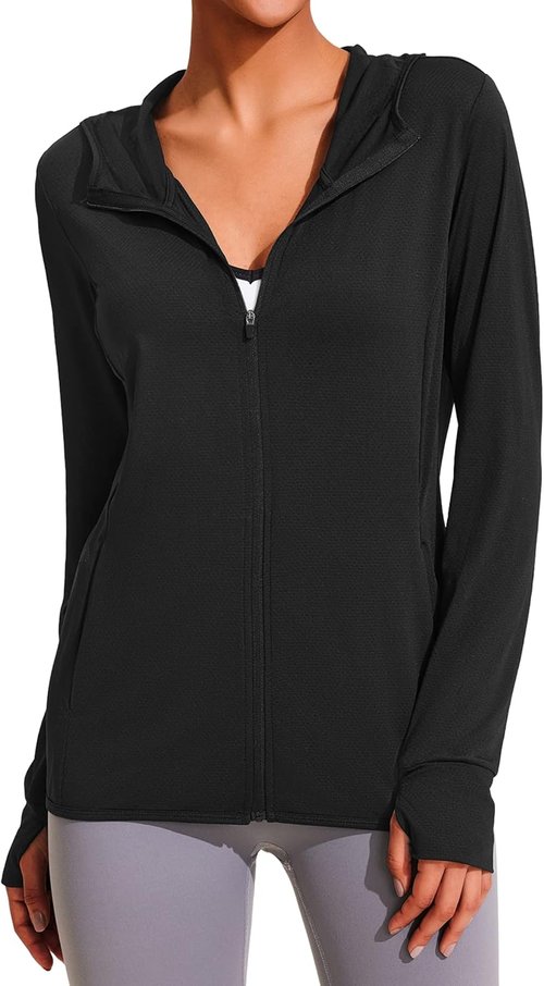 COOrun Women's Sun Protection Hoodie - UPF 50+ Full Zip Long Sleeve Active Jacket for Hiking & Running