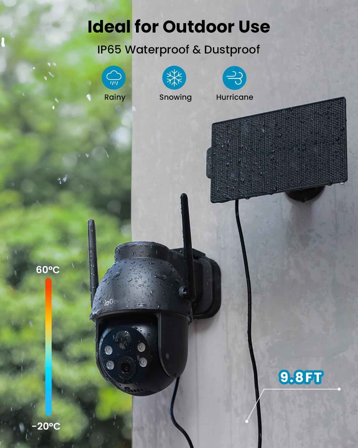 2K Solar Wireless Security Camera - Outdoor Battery-Powered Surveillance with 360° PTZ, Color Night Vision & 2-Way Audio