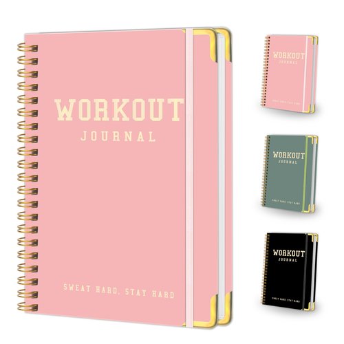 Kamoy Fitness Workout Planner for Women & Men, A5(5.7" x 8.2") Workout Log Planner for Track Gym ＆ Home Workouts, Track Progress, Achieve Your Wellness Goals - Pink