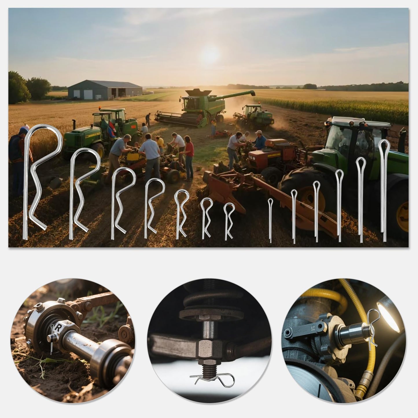 295 Piece Cotter Pin Kit, Stainless Steel 13 Sizes Spring Fasteners, R-Clip Hardware Pins, Straight Pins, Hitch Pins for Trailer Lockouts, Trailer Clips, Mowers, Trucks, Mechanic's Choice.