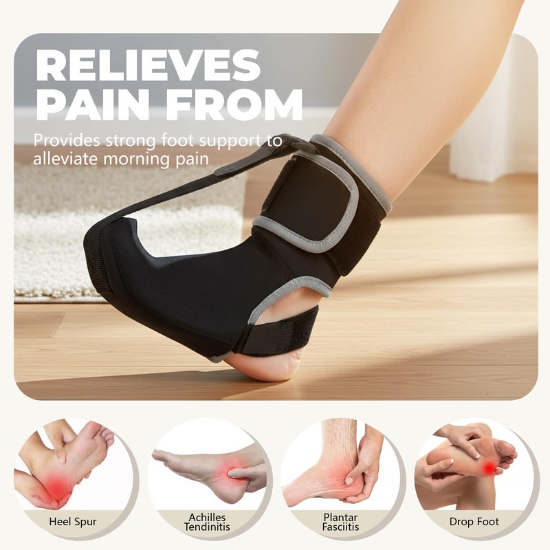 CHJOD Plantar Fasciitis Night Splint Sock - Adjustable Planter Facetious Relief Brace for Women Men,Soft Plantar Fascia Boot for Sleeping,Support Relief Foot Drop Achilles Tendonitis Relief Day Night