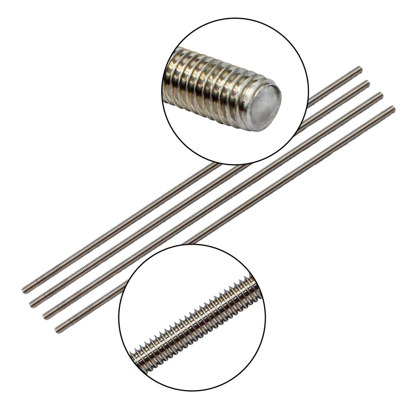 Aiwaiufu 1/4"-28 Stainless Steel Threaded Rods, 12Inch Fully All Threaded Rods (Pack of 4)
