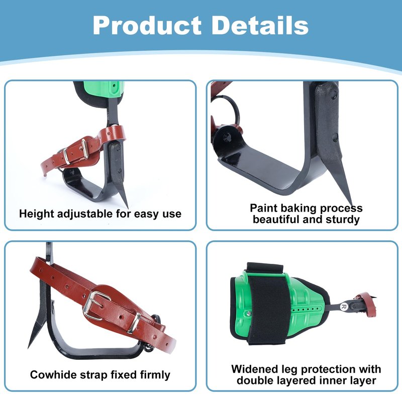 tonchean Tree Climbing Spikes, Height Adjustable Tree Climbing Gear, 350lbs Load Capacity Climbing Spurs Arborist Equipment Tree Climbing Kit for Tree Work, Climbers, Hunting, Fruit Picking