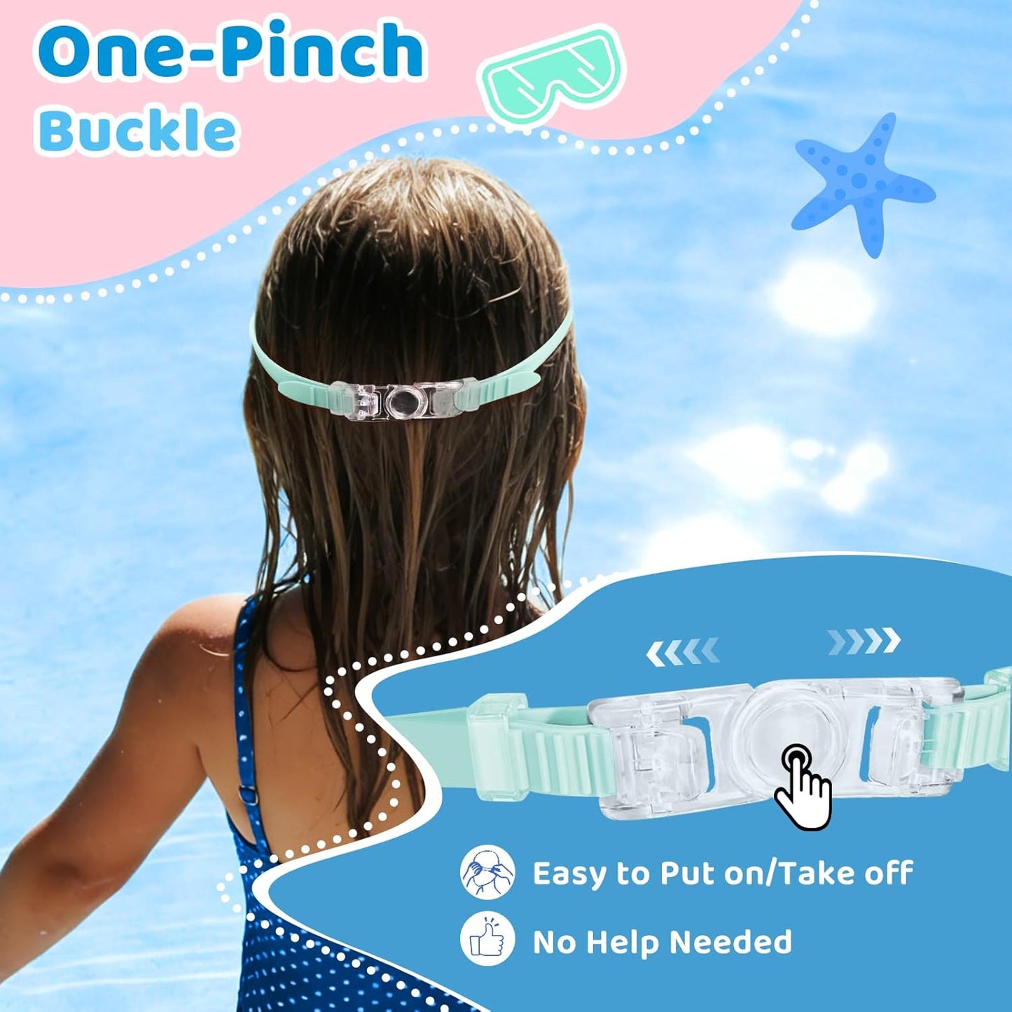 Vvinca Kids Swim Goggles - Anti-Fog UV Protection & Nose Cover | 2 Pack for Ages 3-14