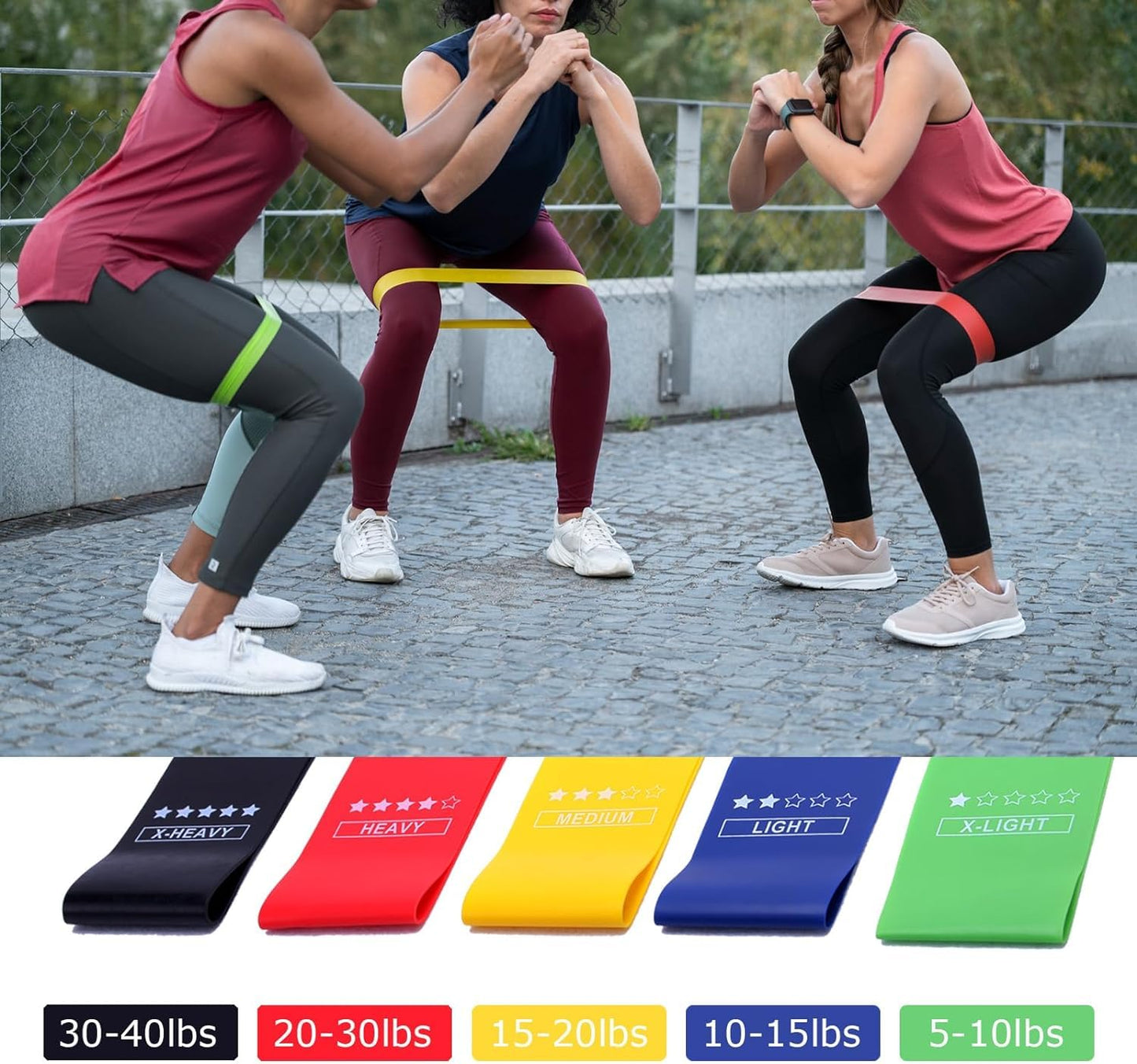 OZFIT 5 Set Red Exercise Bands Set - Resistance Bands for Working Out & Physical Therapy - Exercise Bands Resistance Bands for Full Body Workout