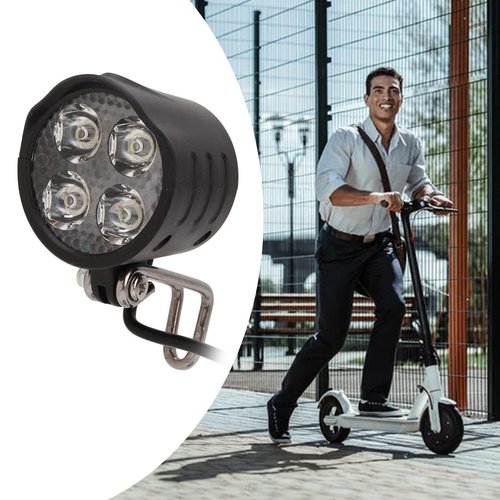 Ebike LED Headlight, 24/36v Electric Bike Front Light Lamp Built in Horn 4 Lights for Night Riding Waterproof Horn Headlamp for Motorcycle, Electric Bike, Scooters