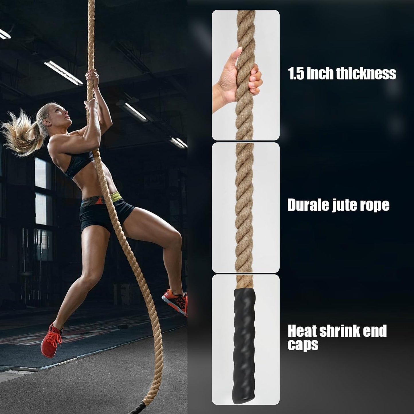 X XBEN Climbing Rope - Heavy-Duty Jute Rope for Gym & Fitness | 10FT, 20FT, 30FT, 50FT Options