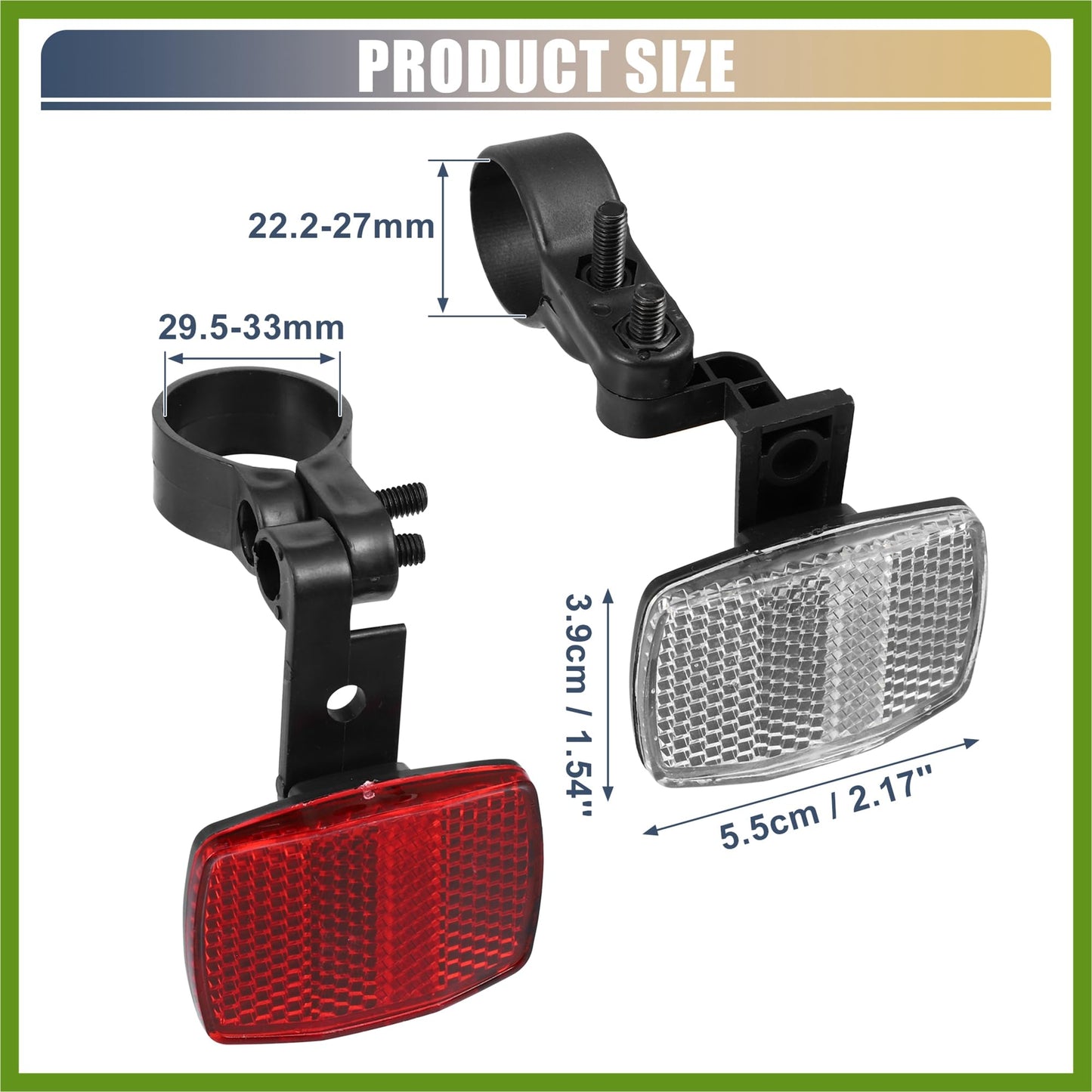 HOPESPANNER 10pcs Bicycle Front Rear Reflector Kit Mountain Bike Safety Warning Reflectors for Handlebar Seatpost and Night Cycling Red and White Replace Parts Vehicle Components