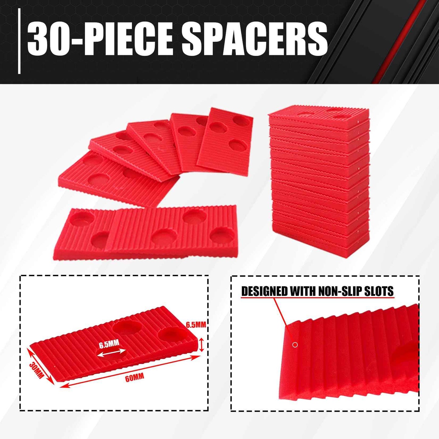 C&T 33-Piece Laminate Wood Flooring Installation Kit with Double-Face Hammer, Heavy Duty Pull Bar, Tapping Block and 30-Piece Spacers, Vinyl Floor Installation Kit