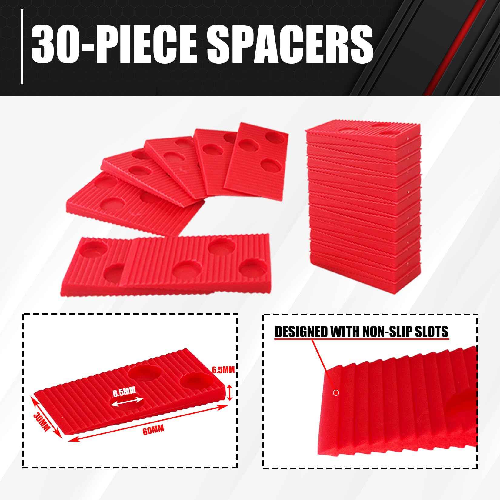 C&T 33-Piece Laminate Wood Flooring Installation Kit with Double-Face Hammer, Heavy Duty Pull Bar, Tapping Block and 30-Piece Spacers, Vinyl Floor Installation Kit