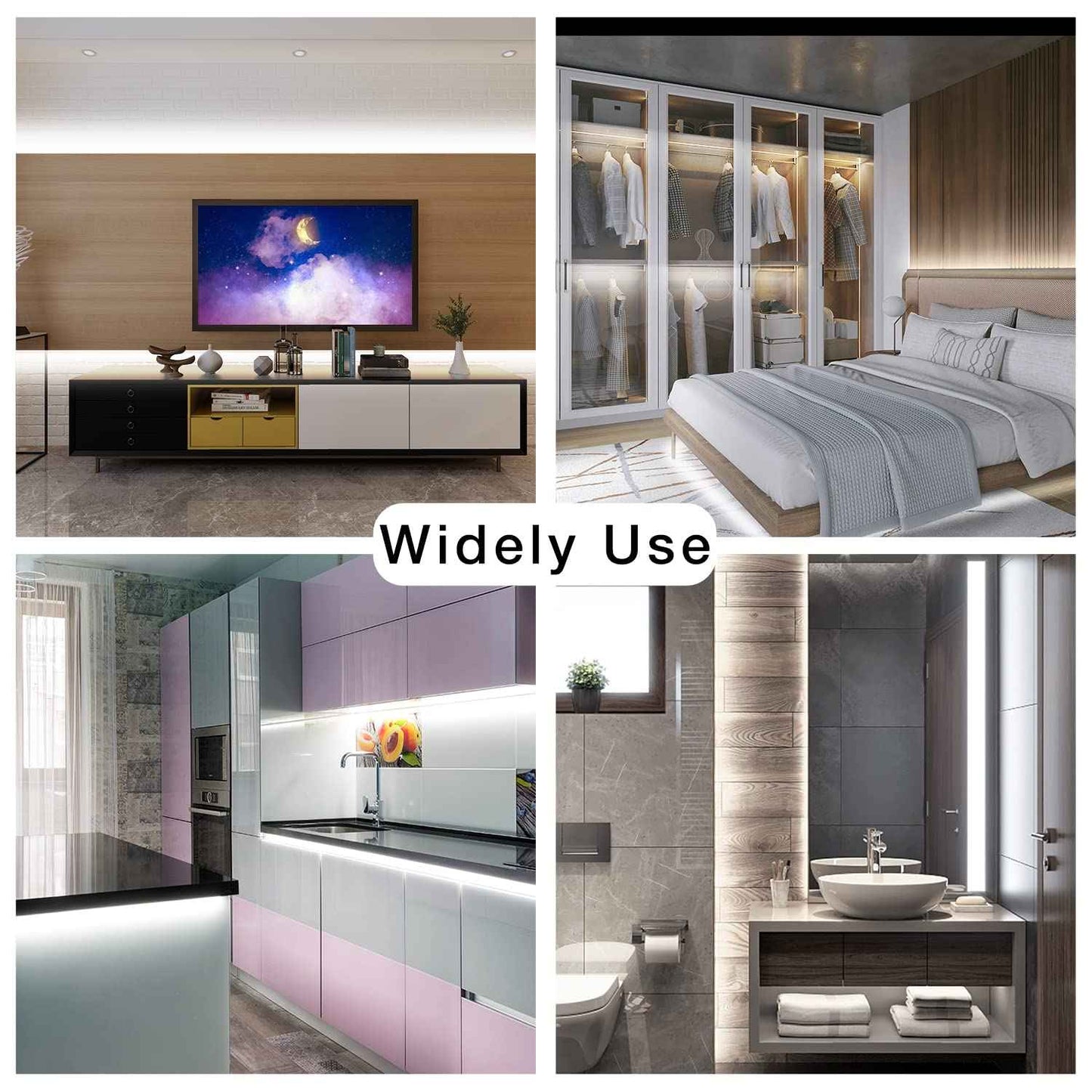 DAYBETTER COB LED Strip, 16.4 ft White LED Strip Lights, Dimmable LED Light Strip 6500K Bright Daylight White, 24V, 1600LEDs, 2835 Flexible LED Tape Light for TV, Bedroom, Kitchen Cabinet, Closet