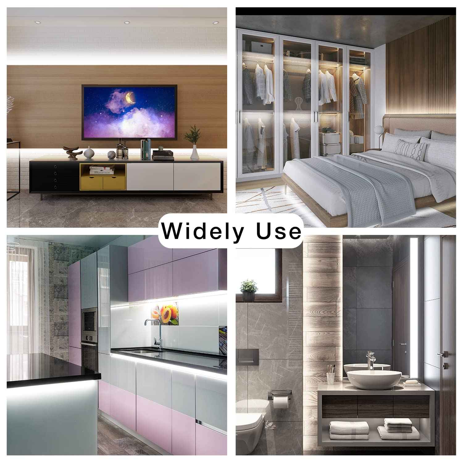 DAYBETTER COB LED Strip, 16.4 ft White LED Strip Lights, Dimmable LED Light Strip 6500K Bright Daylight White, 24V, 1600LEDs, 2835 Flexible LED Tape Light for TV, Bedroom, Kitchen Cabinet, Closet