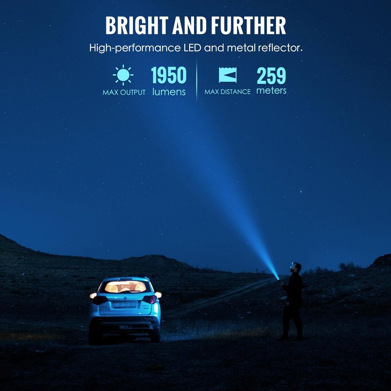 ThruNite TT20 Tactical Flashlight High 2010 Lumens, Super Bright USB-C Rechargeable LED Flashlight, 305M Long Throw Handheld EDC Flashlight with 6 Modes & Dual Switch for Hunting Camping Emergency