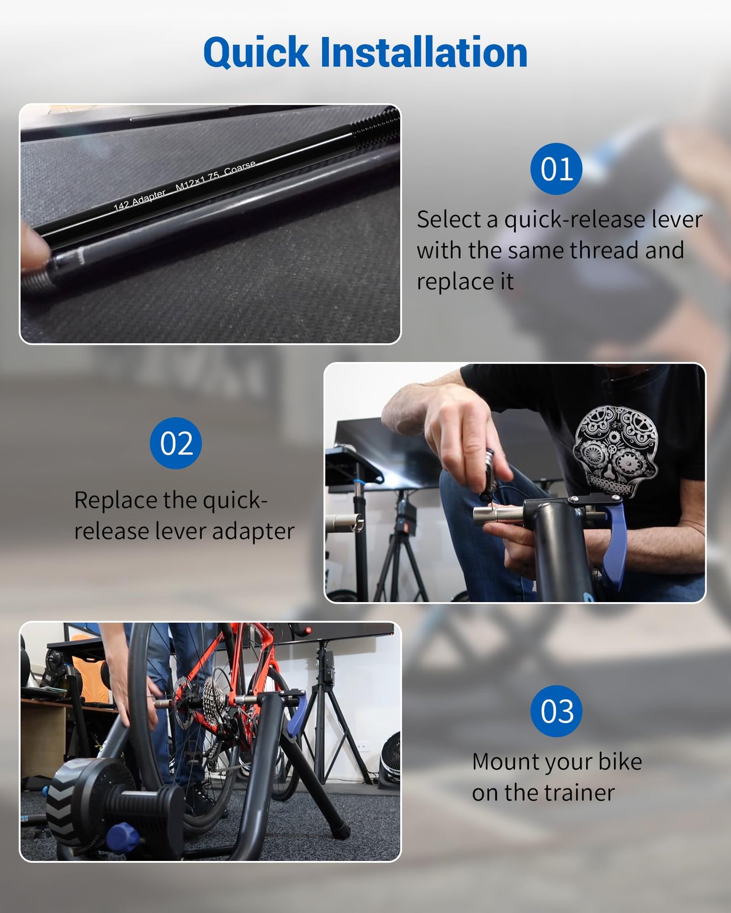 Seekdesi 12x142 Thru Axle Adapter Kit Compatible with Wahoo KICKR SNAP Bike Trainer,Thru-Axle Rear Fork Adapter Made of High-Hardness Aluminum Alloy, Perfectly Matching 12x142mm Bicycle Trainers
