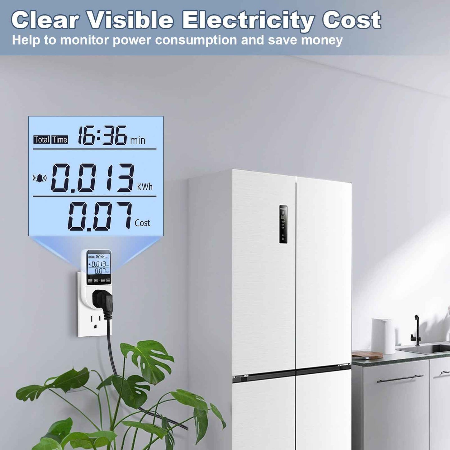 2 Pack Upgraded Watt Meter, Power Meter Plug Electricity Usage Monitor, Home Energy Monitor Consumption, Meter Sockets with Backlight, Overload Protection, 8 Modes Display